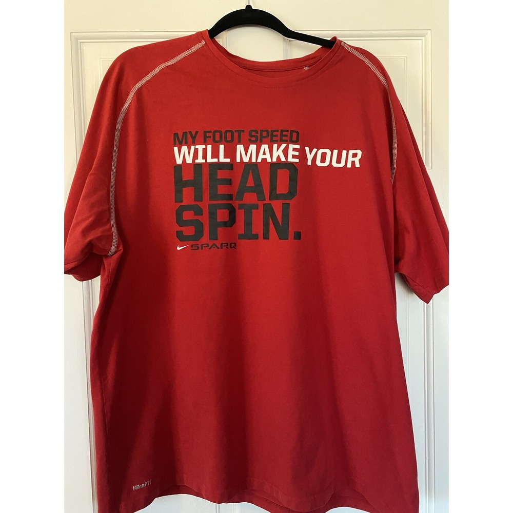 Nike Fit Men's T-Shirt SZ XXL Sparq Red Foot Speed Double Stitch Short Sleeve